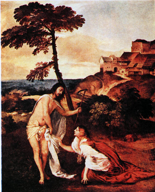 Явление Христа Марии Магдалине. Картина Тициана. 1511 — 13. Лондон, Национальная галерея.
