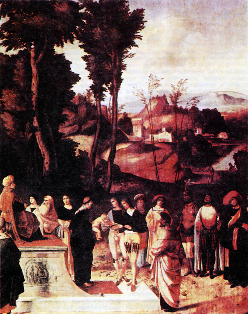 Нахождение Моисея. Картина Джорджоне. Ок. 1505. Флоренция, галерея Уффици.