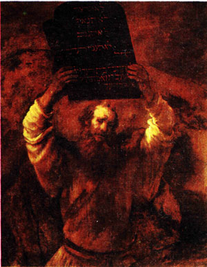 Моисей со скрижалями законов. Картина Рембрандта. 1659. Западный Берлин, Картинная галерея.