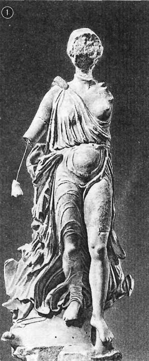 1. Ника. Статуя скульптора Пеония из Менде. Мрамор. Ок. 420 до н. э. Олимпия, музей.