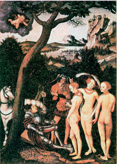 Суд Париса. картина Л. Кранаха. 1529. Нью-Йорк, Метрополитен-музей.