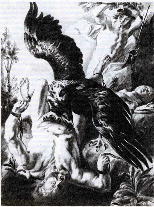  Прикованный Прометей. Картина Я. Йорданса. 1618—20. Кёльн, музей Вальраф-Рихарц.